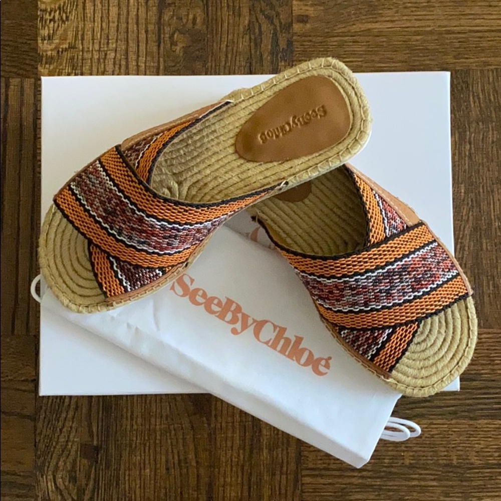 See by Chloe leather braided woven espadrilles
